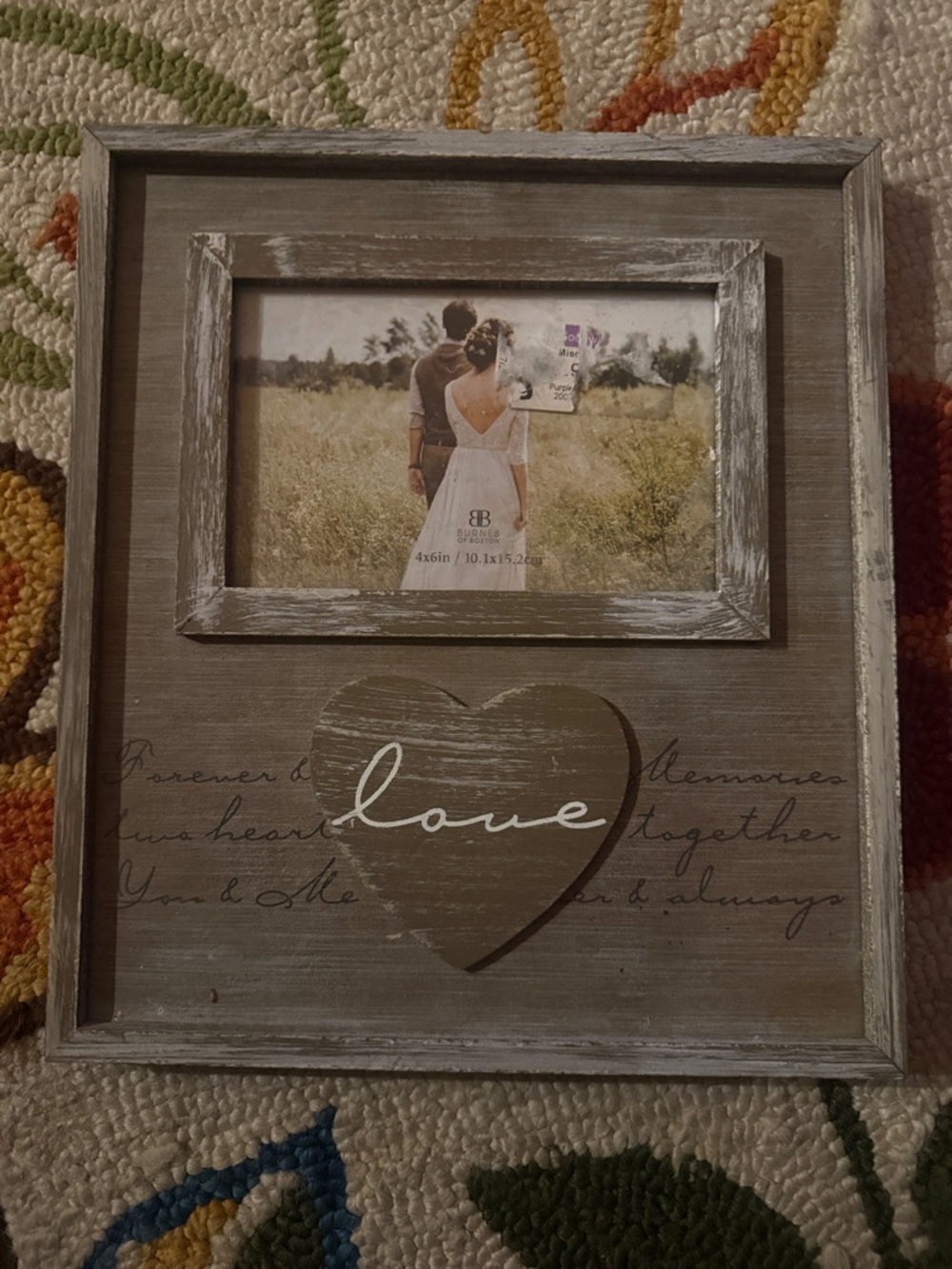 Rustic Gray 'Love' Heart Photo Frame -